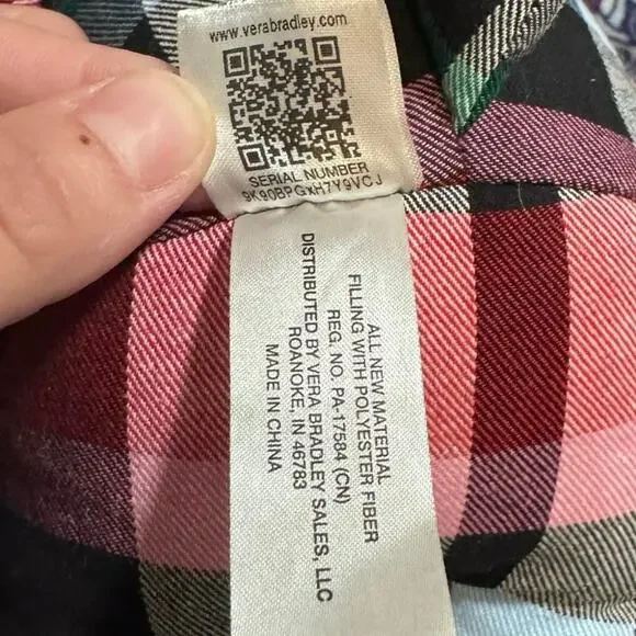 Vera Bradley Peanuts Snoopy Plush Stuffed Animal, Plaid Ribbon - Picture 6 of 7